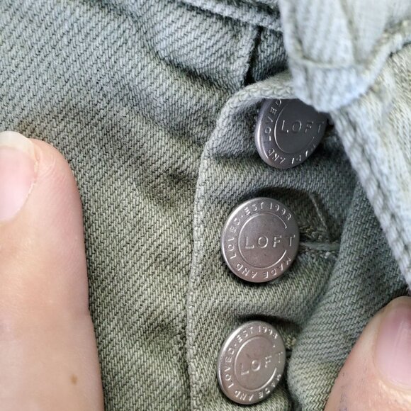 Loft Jeans Womens 27 Green Boyfriend Distressed Cotton Blend Denim Button Fly - Picture 11 of 13